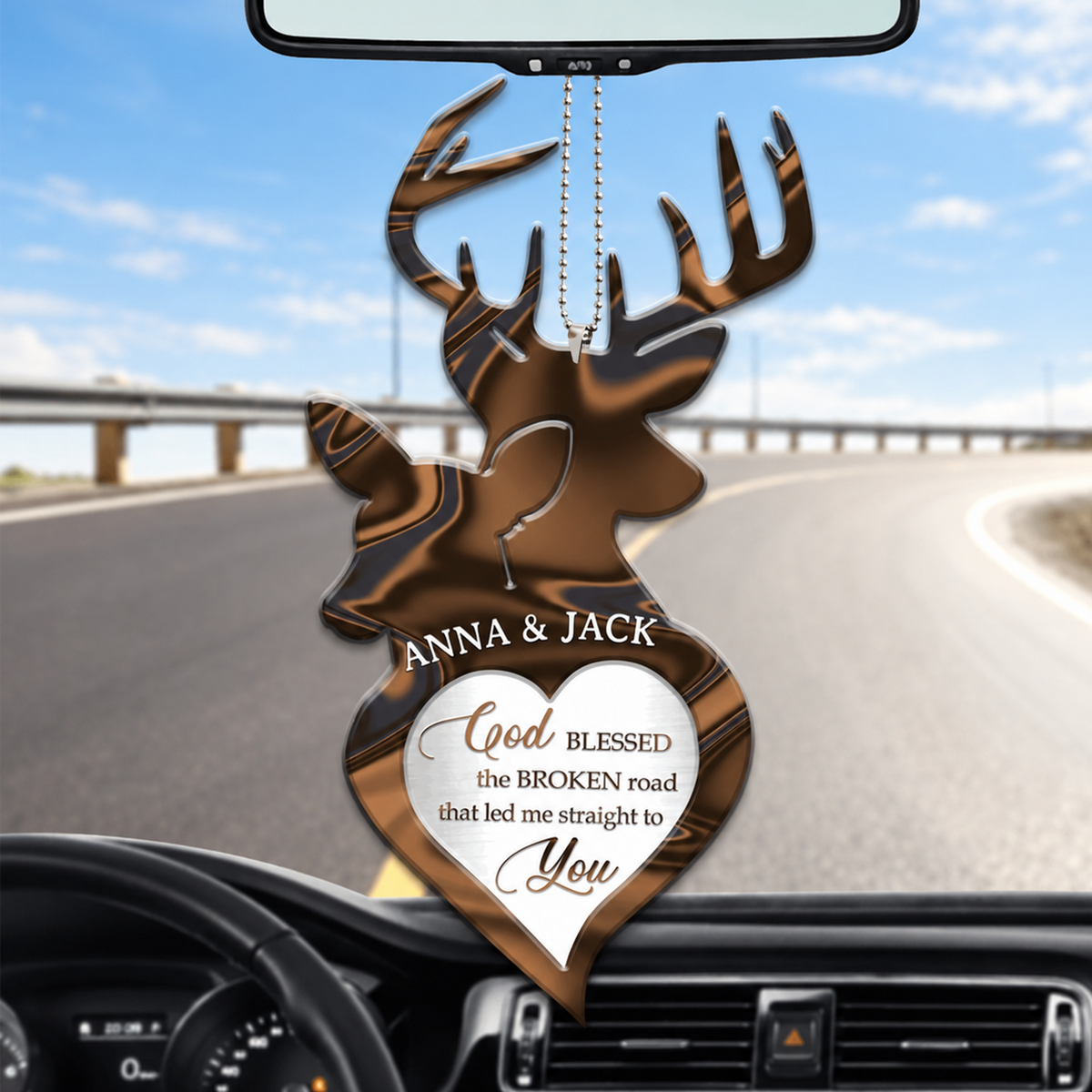 Buck And Doe Love God Blessed Personalized Ornament - Gift for Couples, for Husband & Wife