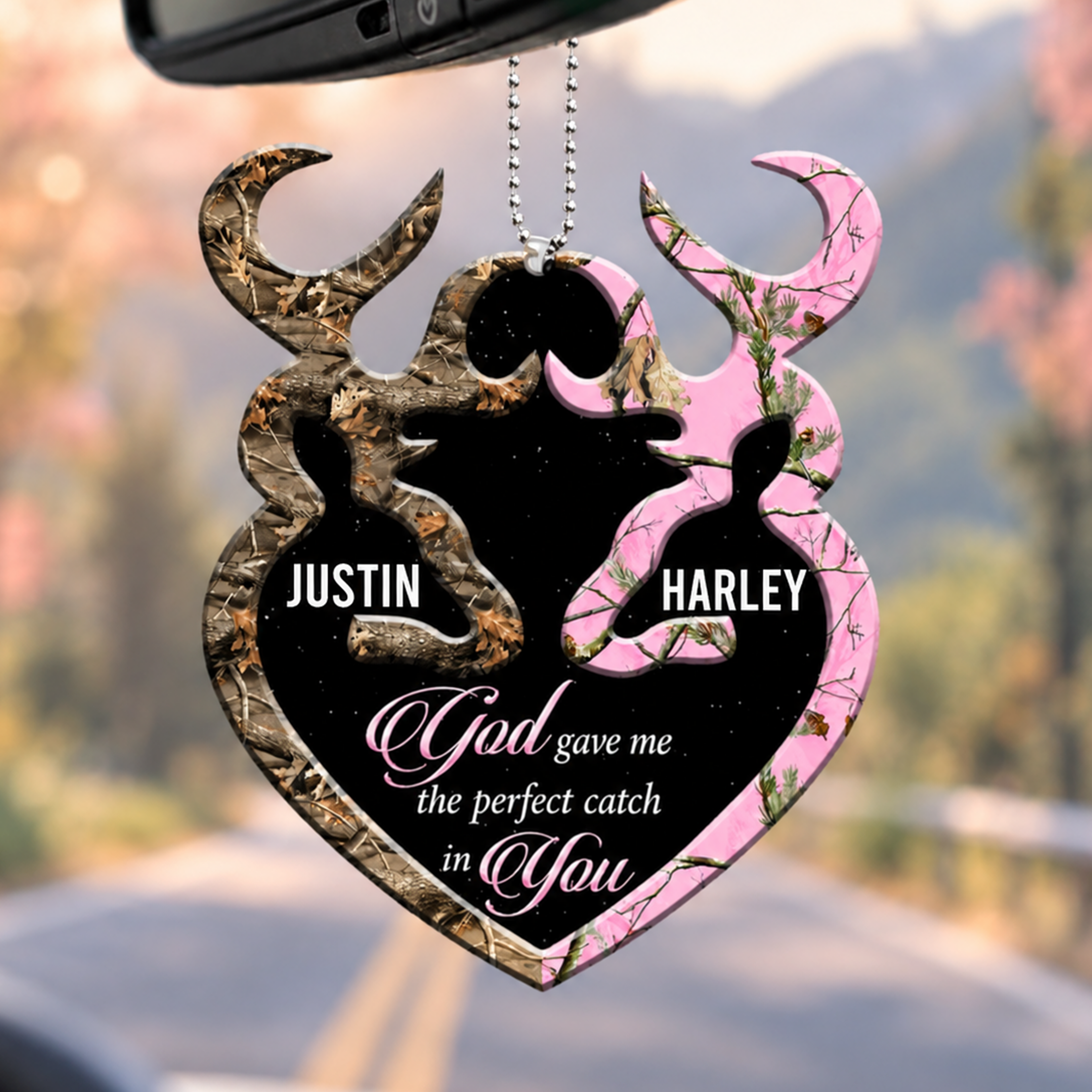 Personalized Buck N Doe GOD Gave Me A Perfect Catch In You Heart Ornament - Ideal Gifts for Couples, for Husband & Wife