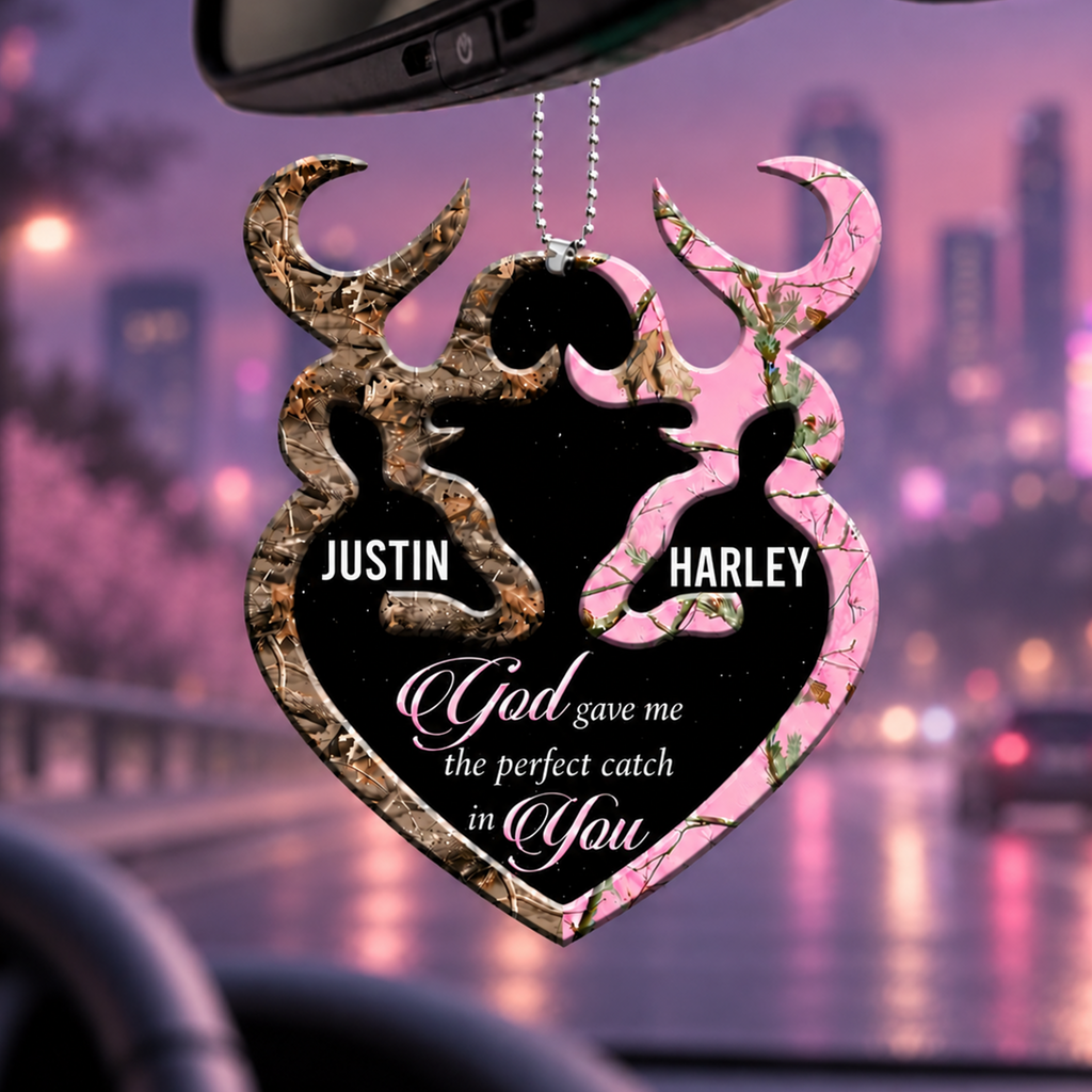 Personalized Buck N Doe GOD Gave Me A Perfect Catch In You Heart Ornament - Ideal Gifts for Couples, for Husband & Wife