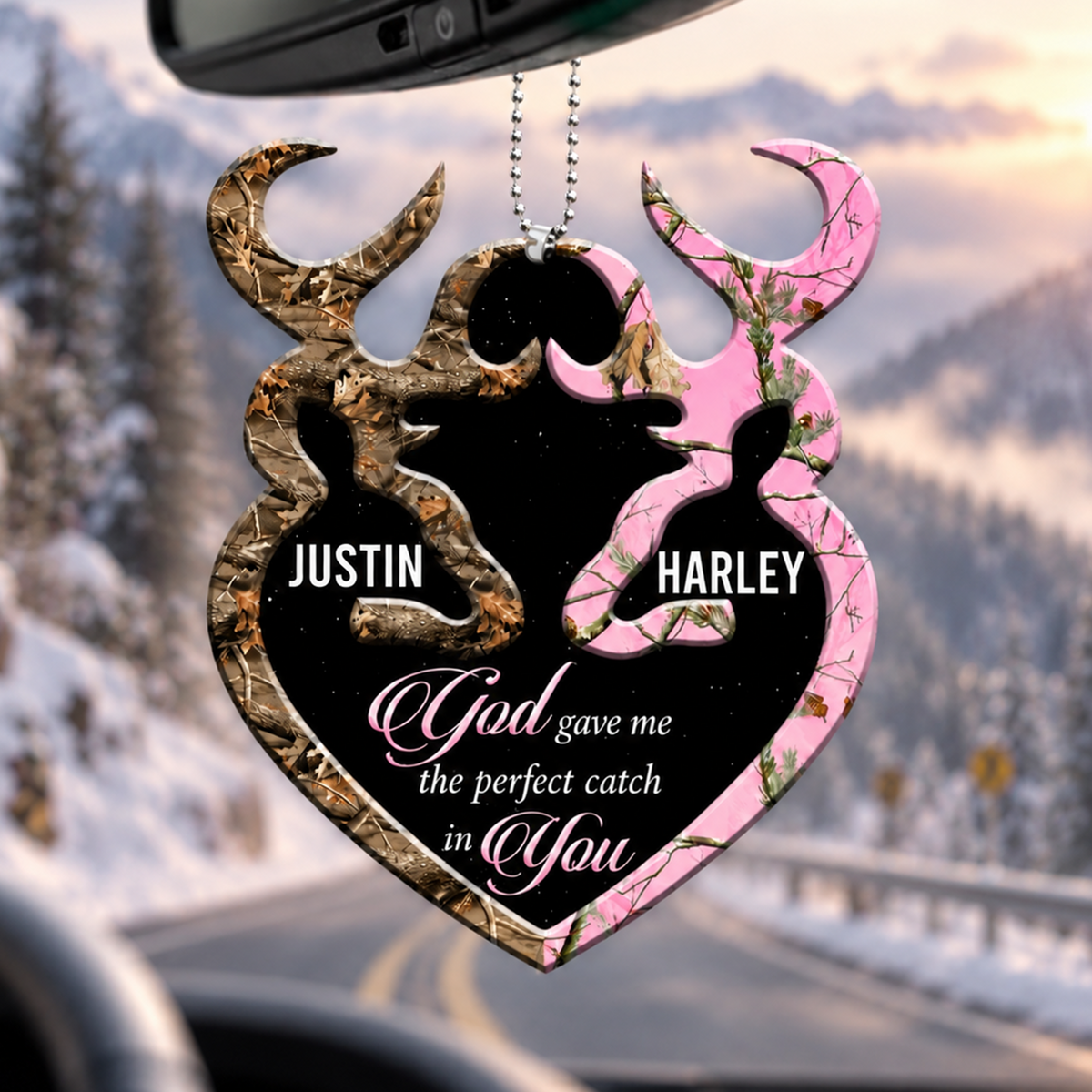 Personalized Buck N Doe GOD Gave Me A Perfect Catch In You Heart Ornament - Ideal Gifts for Couples, for Husband & Wife