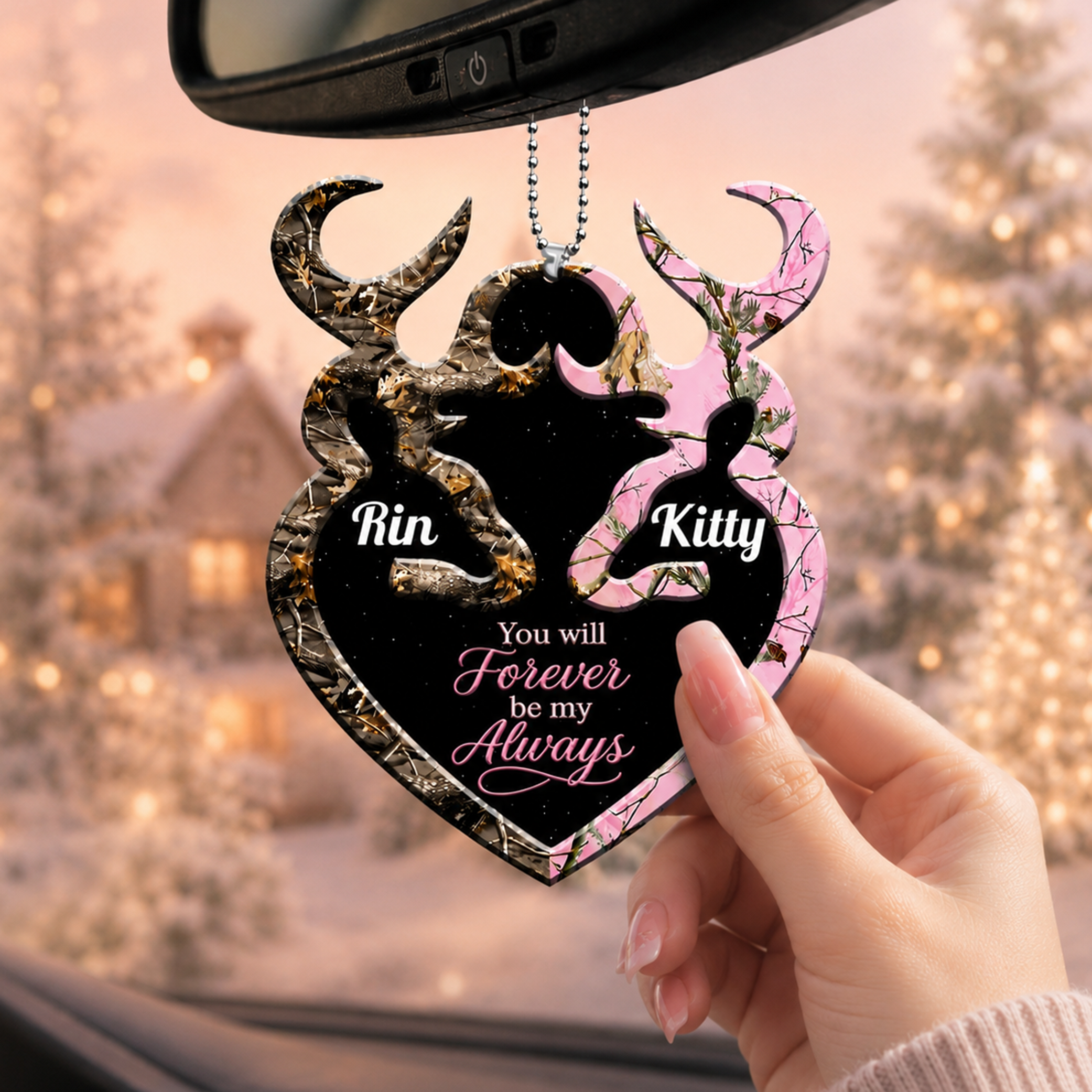 Personalized Name Buck And Doe You Will Forever Be My Always Heart Ornament - Ideal Gifts for Couples, for Husband & Wife