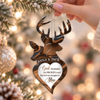Buck And Doe Love God Blessed Personalized Ornament - Gift for Couples, for Husband & Wife