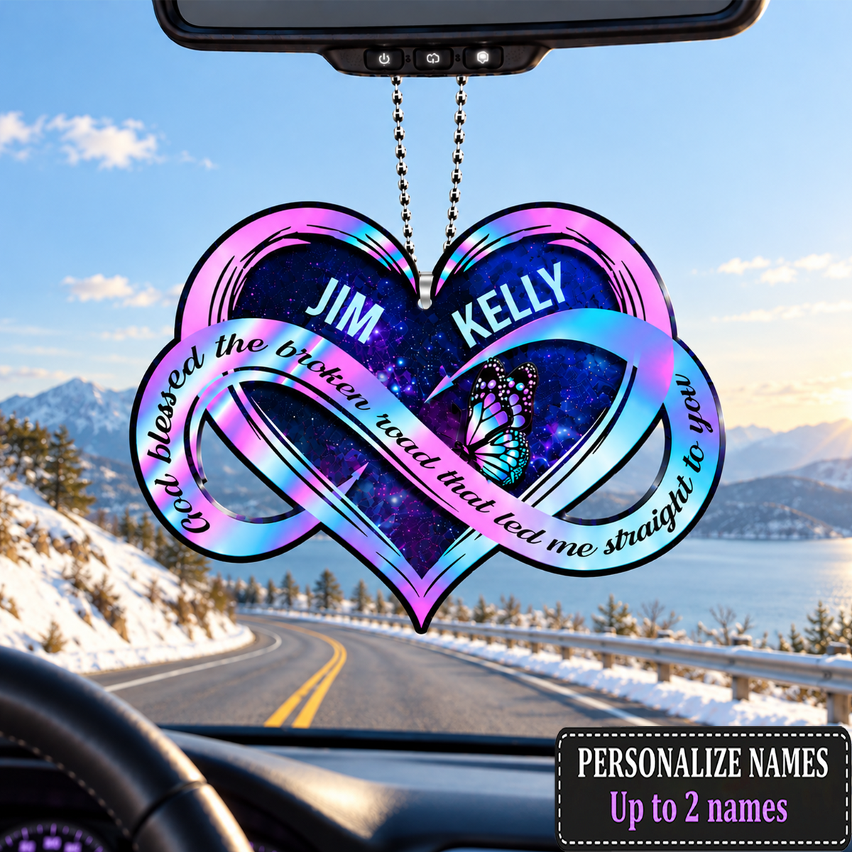 Personalized Hologram Infinity Heart Ornament - Heart God Blessed Ornament - Anniversary Gift for Couples