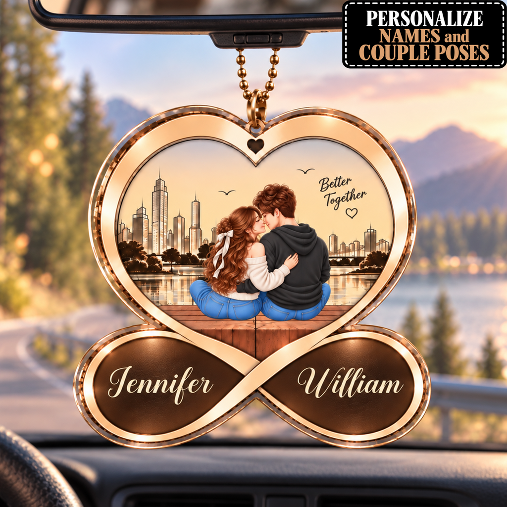 Better Together with Romantic Moments Personalized Couple Heart Ornament – Custom Names, 10 Romantic Poses Couple Ornament - Anniversary Gift for Girlfriend & Boyfriend - Gift for Couples