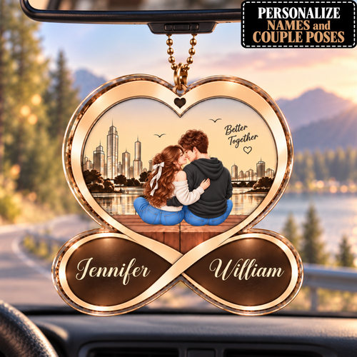 Better Together with Romantic Moments Personalized Couple Heart Ornament – Custom Names, 10 Romantic Poses Couple Ornament - Anniversary Gift for Girlfriend & Boyfriend - Gift for Couples