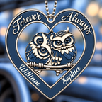 Personalized Names Forever & Always Owl Couple Heart Car Ornament with 8 Versions - Gift for Couples
