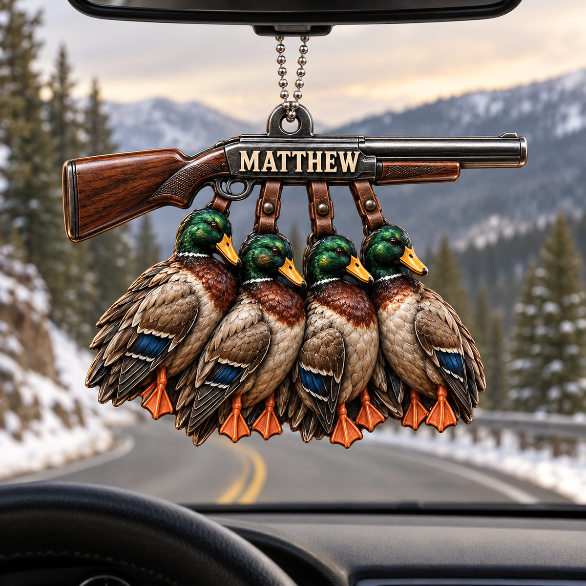 3D Raised Personalized Name Ornament - Hunting Mallard Ducks Ornament - Gift for Him