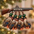 3D Raised Personalized Name Ornament - Hunting Mallard Ducks Ornament - Gift for Him