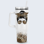 Cheetah Messy Bun You Are 40 Oz Tumbler With Handle - Personalized Stainless Steel Tumbler