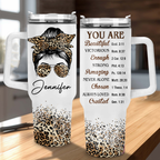 Cheetah Messy Bun You Are 40 Oz Tumbler With Handle - Personalized Stainless Steel Tumbler