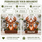 3D Raised Personalized Deer Hunter Ornament, Custom Name Christmas Gift for Him & Her