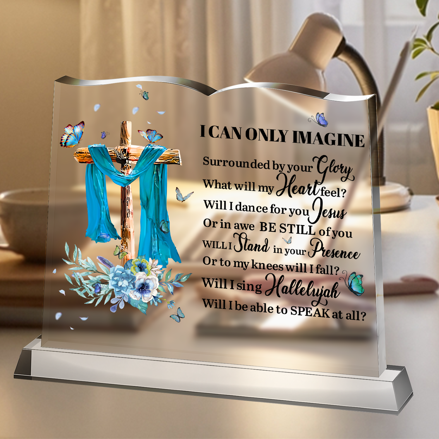 Surrounded By Your Glory Book Shaped Acrylic Plaque Christian Gifts Bible Verses Religious Gifts