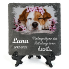 Custom Pet Photo No Longer By Our Side Custom Dog Memorial Stone, Pet Memorial Gifts - Personalized Custom Memorial Tomstone