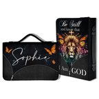 Lion Cross Butterfly Be Still Christian Personalized Bible Cover
