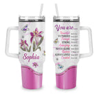 Lily flower You are - 40 Oz Tumbler With Handle - Personalized Stainless Steel Tumbler