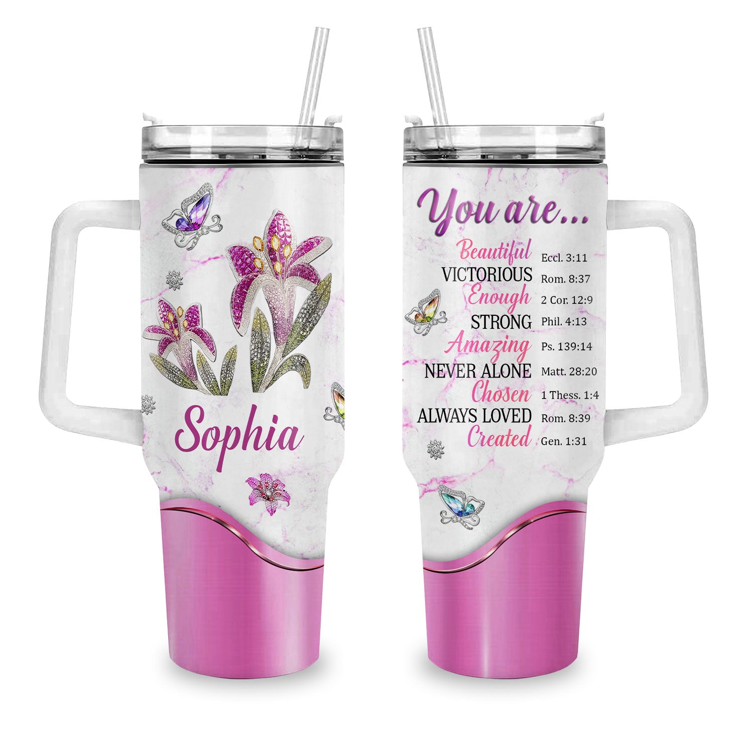 Lily flower You are - 40 Oz Tumbler With Handle - Personalized Stainless Steel Tumbler