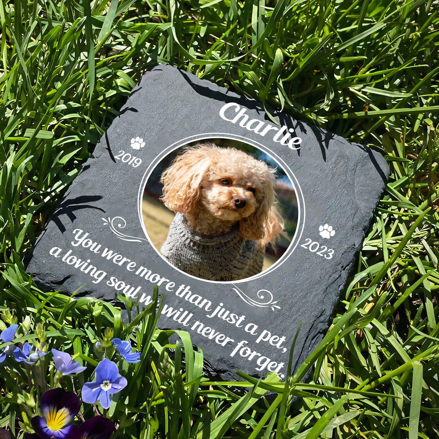 Circle Frame Pet Photo You Were More Than Just A Pet Custom Dog Memorial Stone, Pet Memorial Gifts - Personalized Custom Memorial Tomstone
