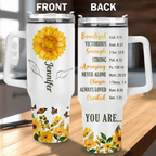 Sunflower Butterfly Inspirational You Are Tumbler 40 Oz Custom Gift - Personalized Stainless Steel Tumbler