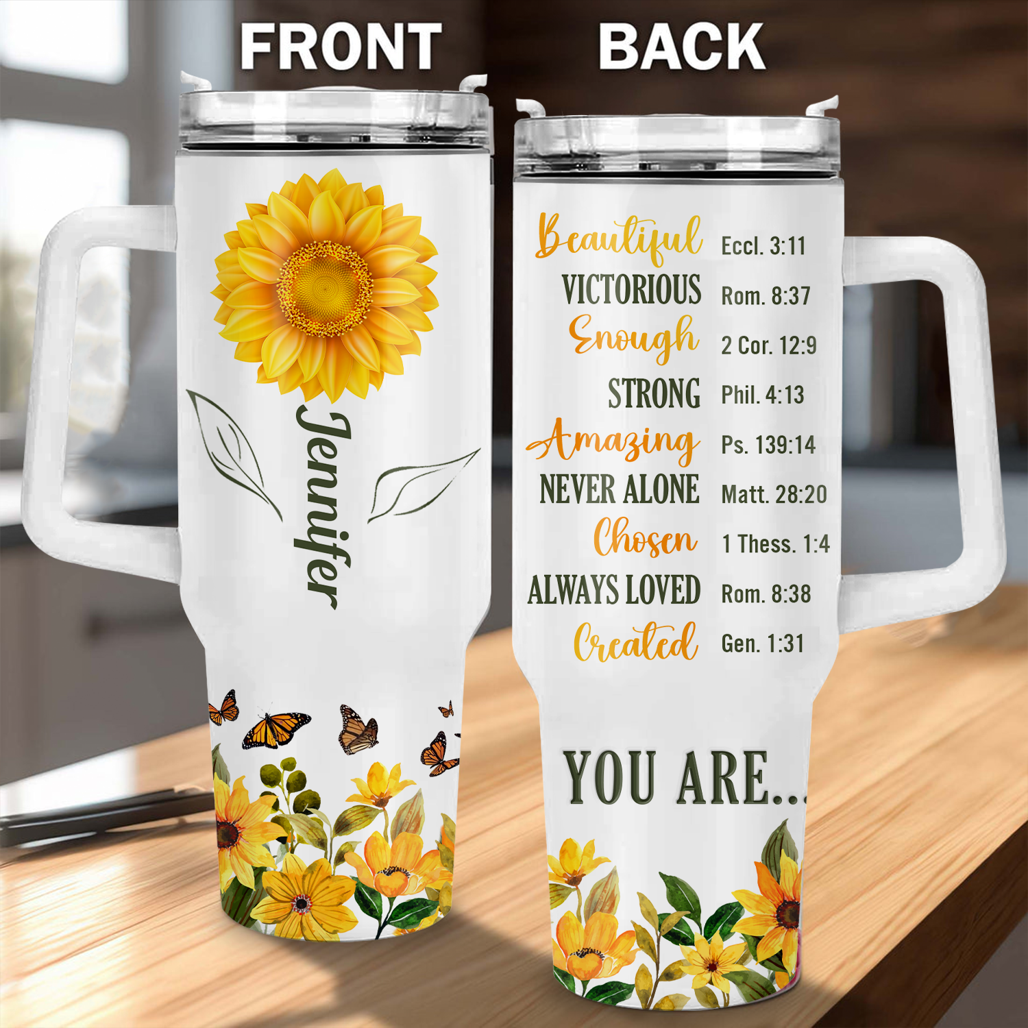 Sunflower Butterfly Inspirational You Are Tumbler 40 Oz Custom Gift - Personalized Stainless Steel Tumbler
