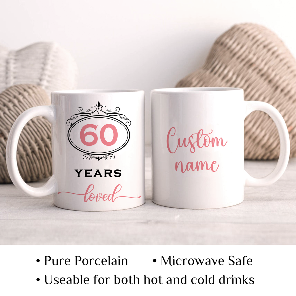 Black Pink Glitter 60th Birthday 60 Years Loved Custom Gifts Mug - Personalized Mug