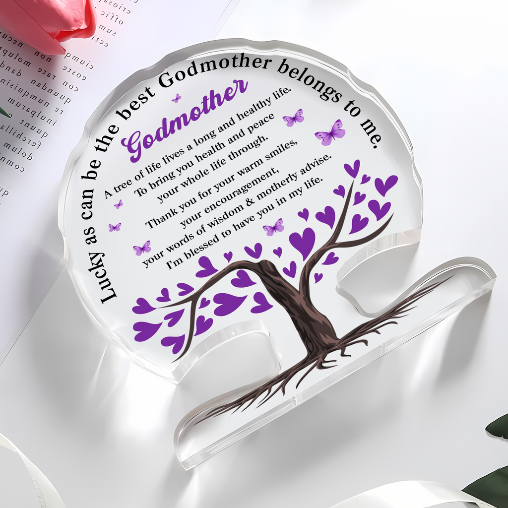 Heart Tree Godmother Acrylic Plaque Christian Gifts