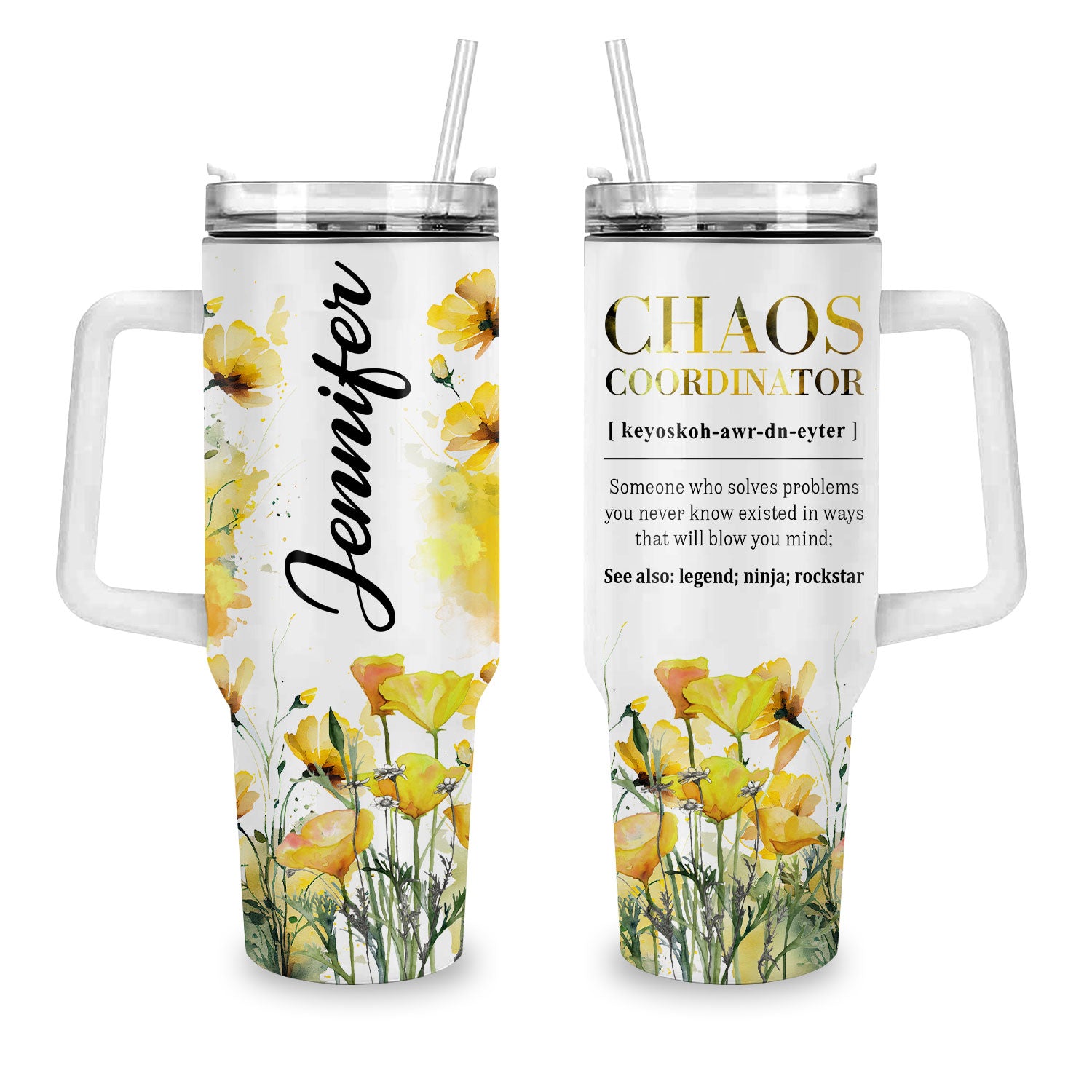 Lily flower Chaos coordinator - 40 Oz Tumbler With Handle - Personalized Stainless Steel Tumbler