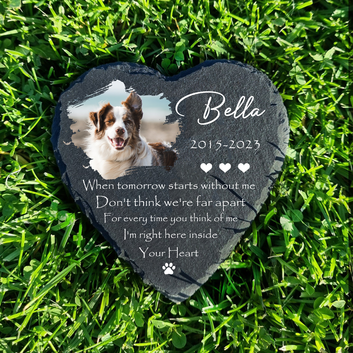Dog Photo When Tomorrow Starts Without Me Custom Dog Memorial Stone, Pet Memorial Gifts - Personalized Pet Memorial Tombstone
