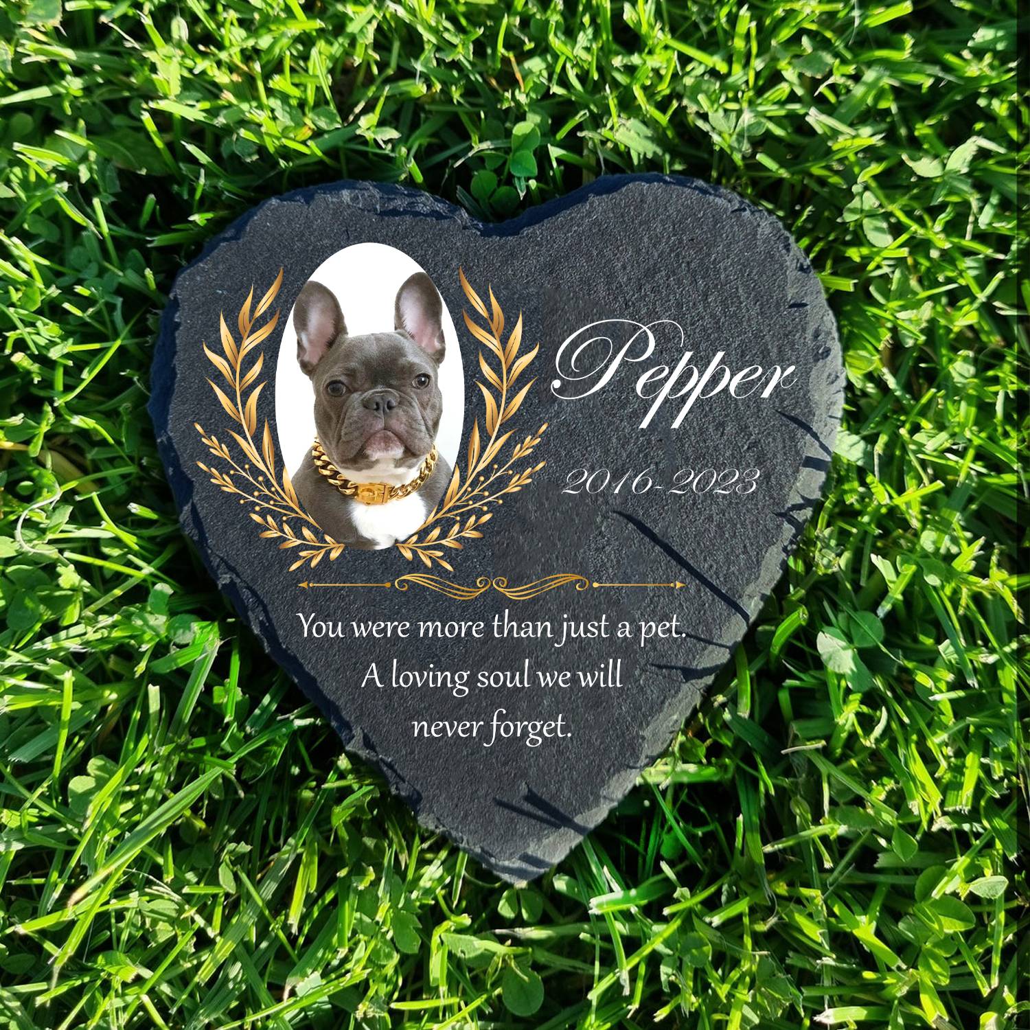 Vintage Golden Frame Pet Photo You Were More Than Just A Pet Custom Dog Memorial Stone, Pet Memorial Gifts - Personalized Custom Memorial Tombstone