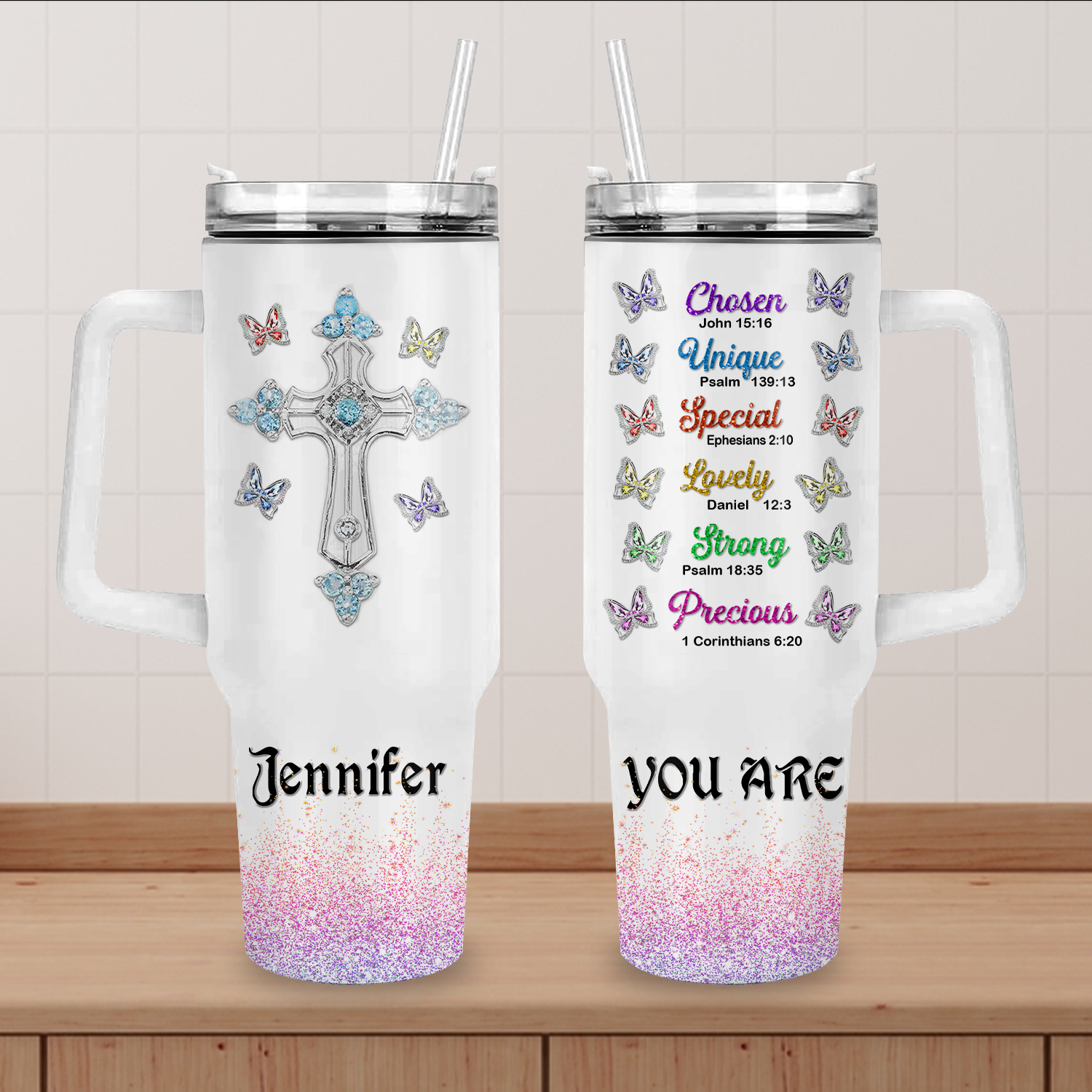 Colorful Diamond Butterfly Inspirational You Are Tumbler 40 Oz Custom Gift - Personalized Stainless Steel Tumbler