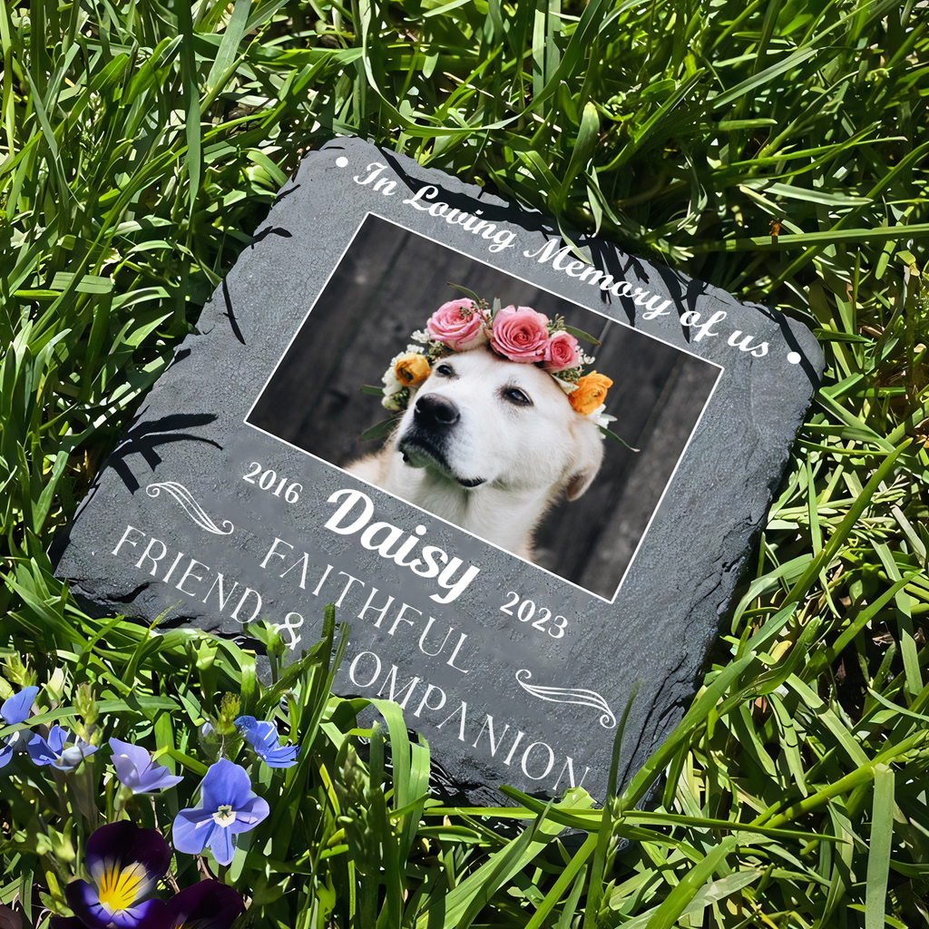 Custom Dog Photo Faithful Friend And Companion Custom Dog Memorial Stone, Pet Memorial Gifts - Personalized Custom Memorial Tombstone