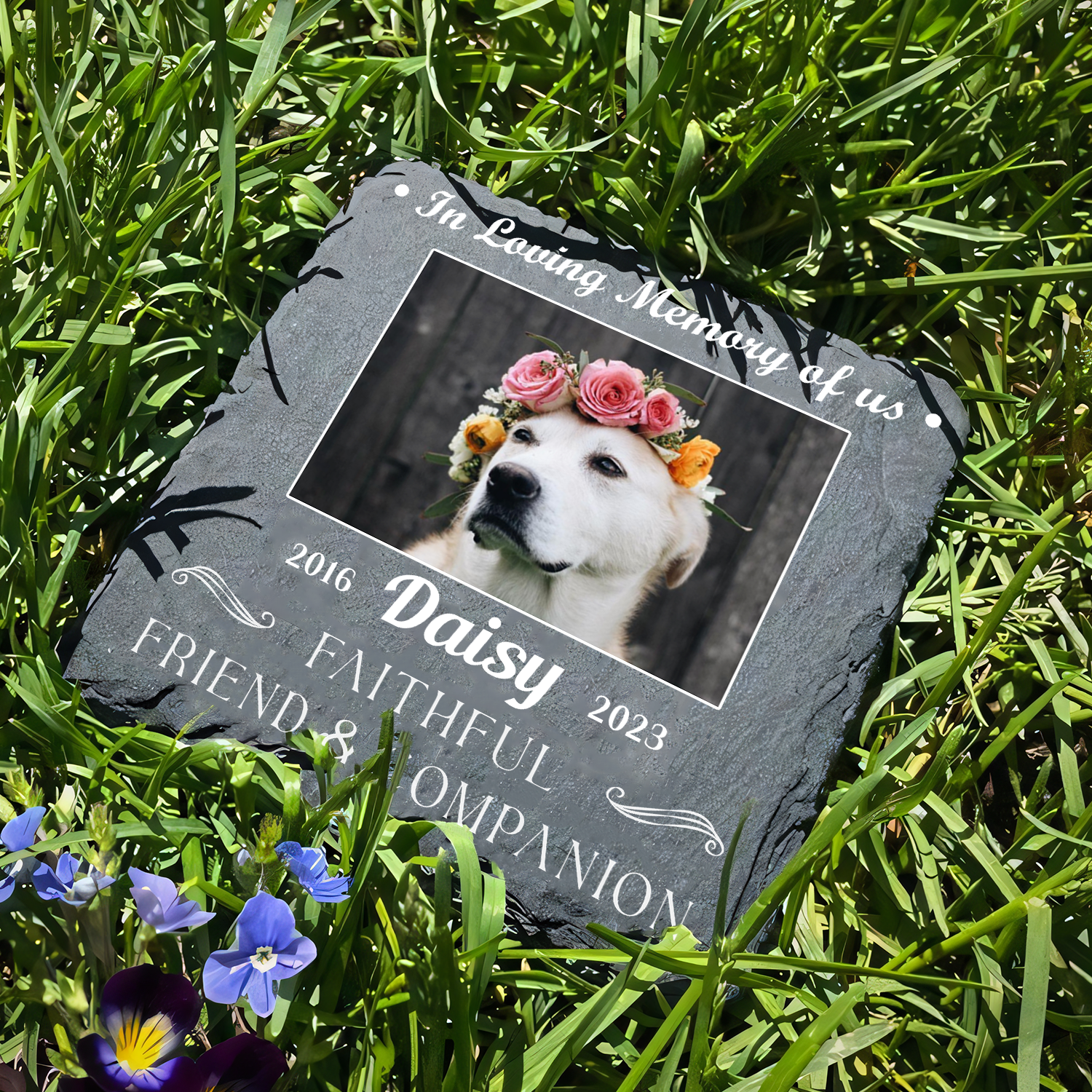 Custom Dog Photo Faithful Friend And Companion Custom Dog Memorial Stone, Pet Memorial Gifts - Personalized Custom Memorial Tombstone