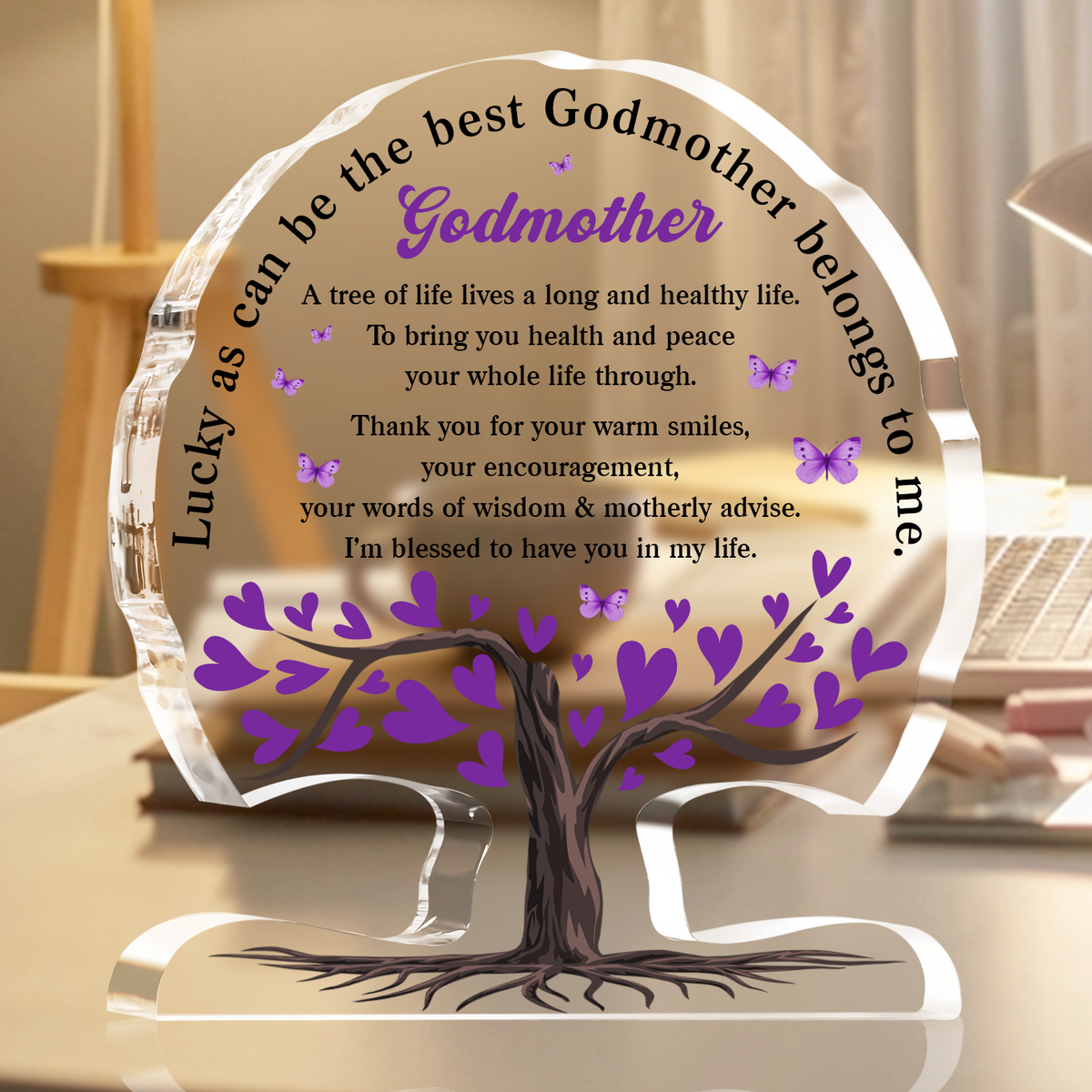 Heart Tree Godmother Acrylic Plaque Christian Gifts