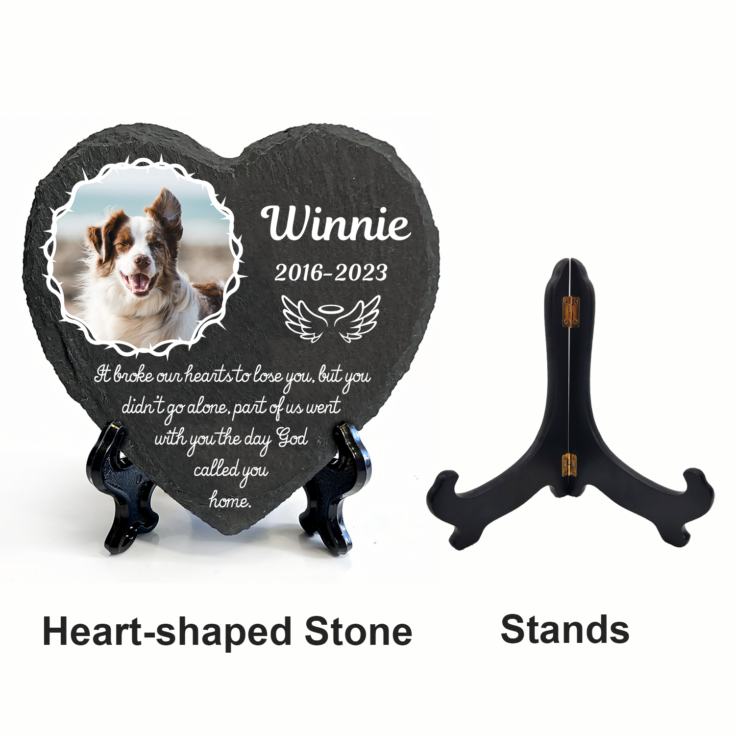 Crown Of Thorns It Broke Our Heart To Lose You Custom Dog Memorial Stone, Pet Memorial Gifts - Personalized Custom Memorial Tombstone