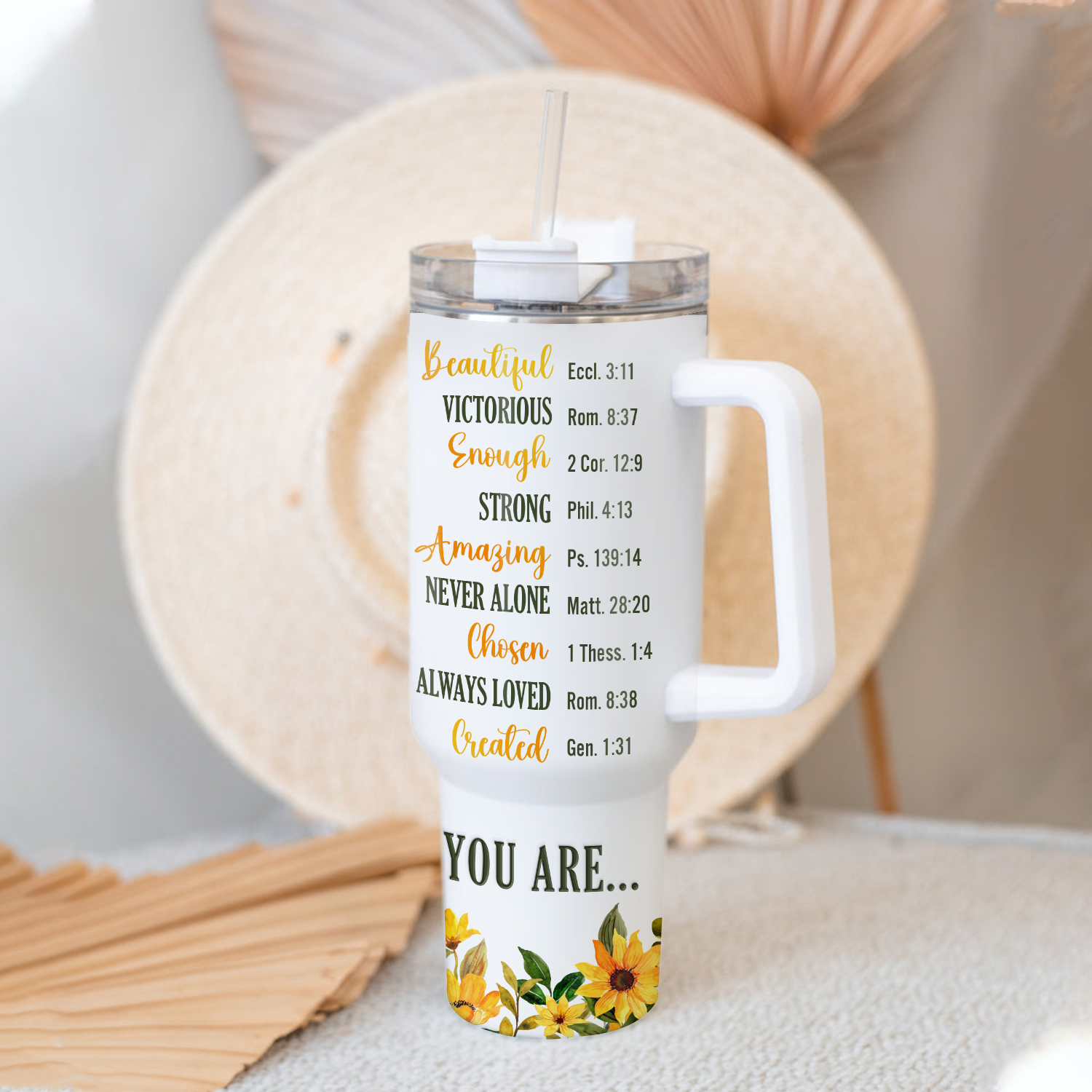 Sunflower Butterfly Inspirational You Are Tumbler 40 Oz Custom Gift - Personalized Stainless Steel Tumbler