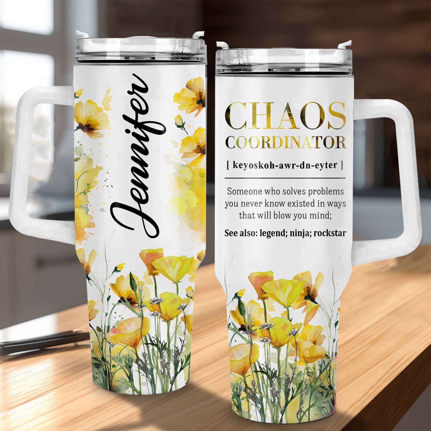 Lily flower Chaos coordinator - 40 Oz Tumbler With Handle - Personalized Stainless Steel Tumbler