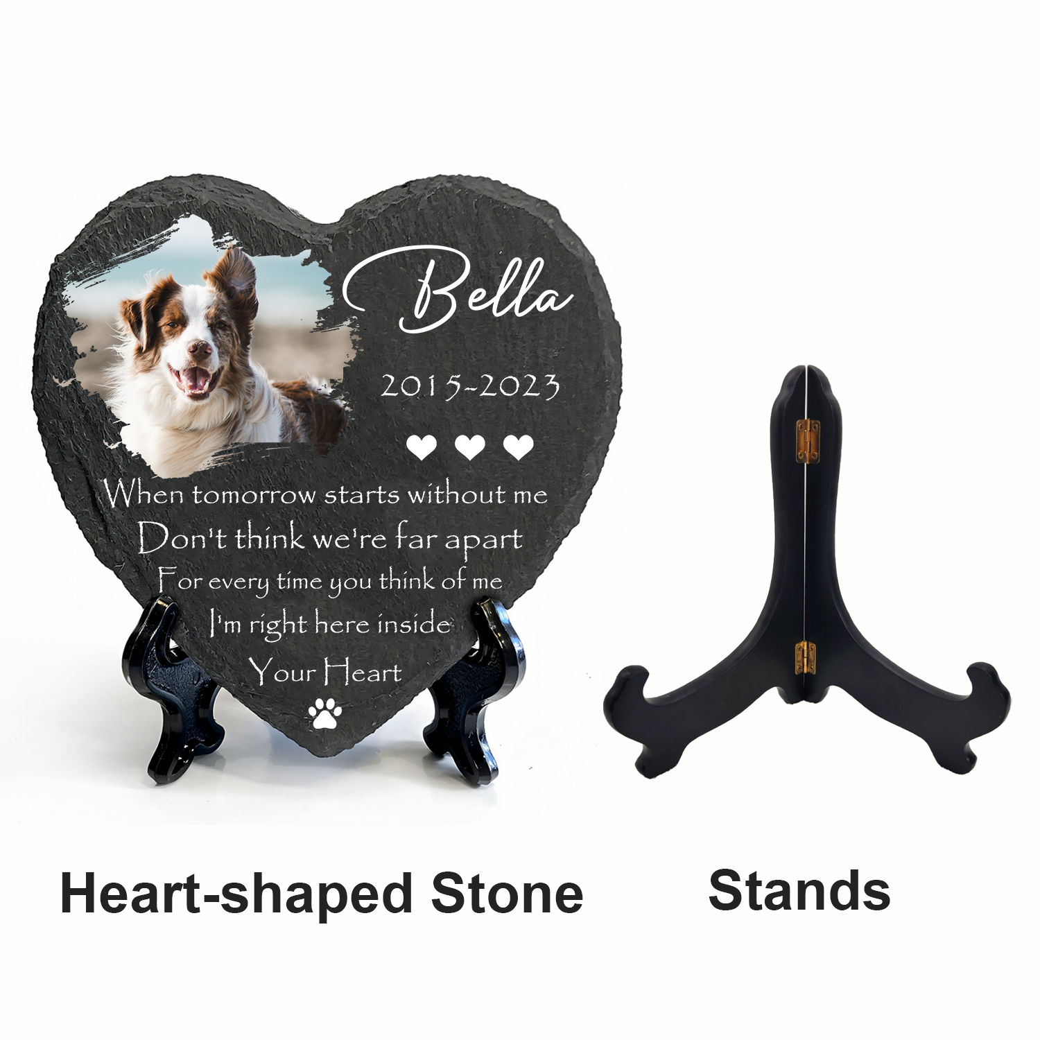 Dog Photo When Tomorrow Starts Without Me Custom Dog Memorial Stone, Pet Memorial Gifts - Personalized Pet Memorial Tombstone