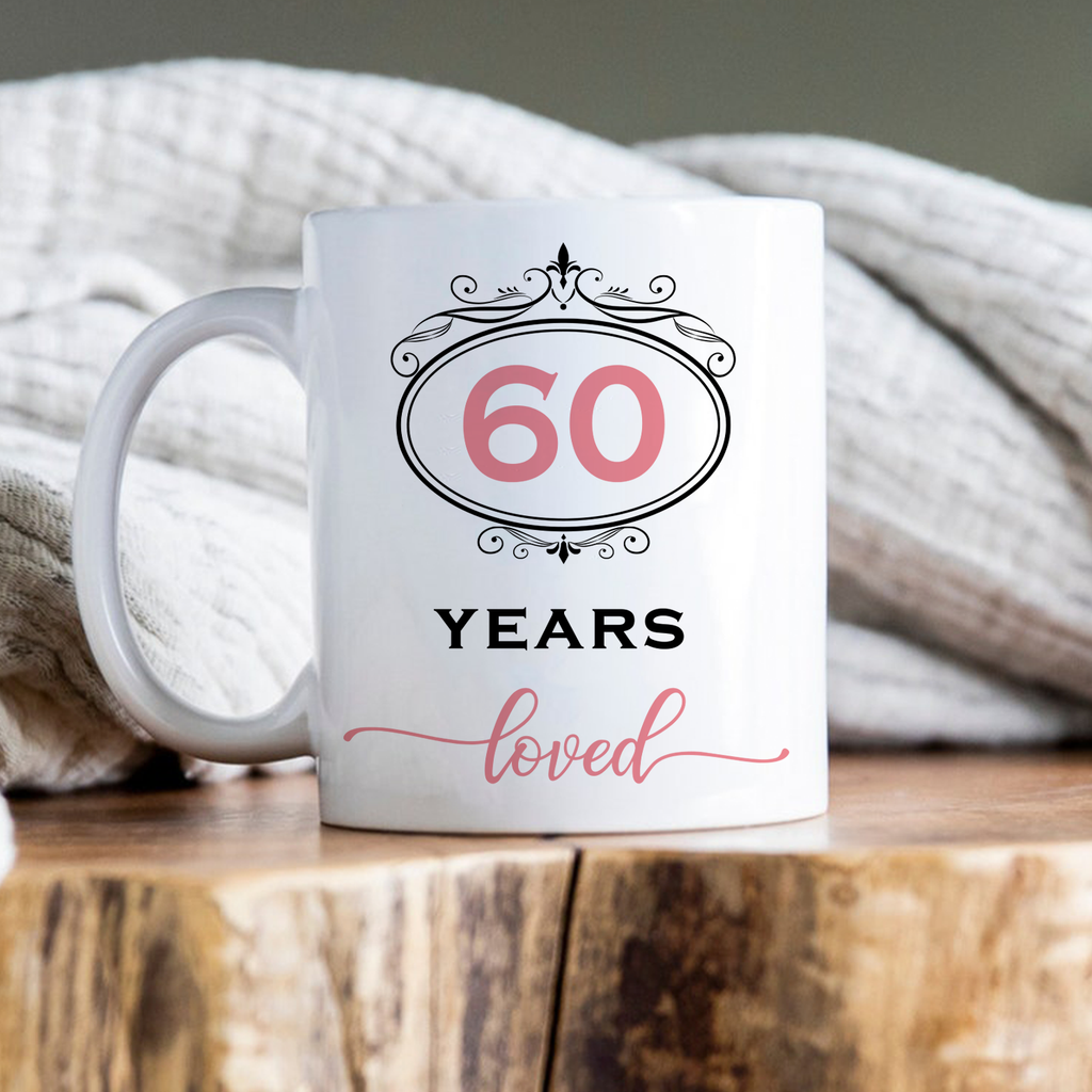 Black Pink Glitter 60th Birthday 60 Years Loved Custom Gifts Mug - Personalized Mug