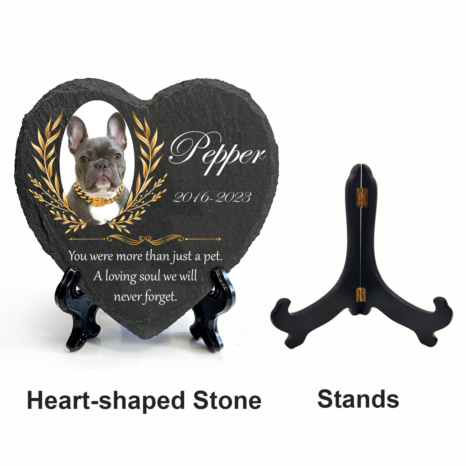 Vintage Golden Frame Pet Photo You Were More Than Just A Pet Custom Dog Memorial Stone, Pet Memorial Gifts - Personalized Custom Memorial Tombstone