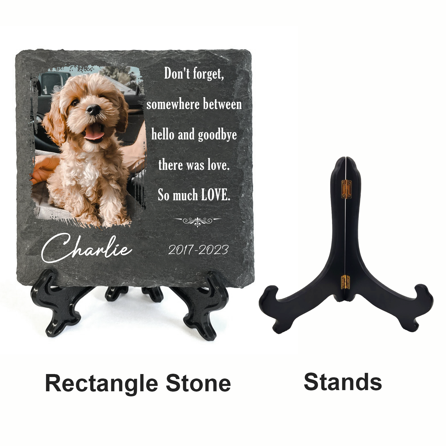 Dog Photo Don't Forget There Was Love Custom Dog Memorial Stone, Pet Memorial Gifts - Personalized Custom Memorial Tomstone