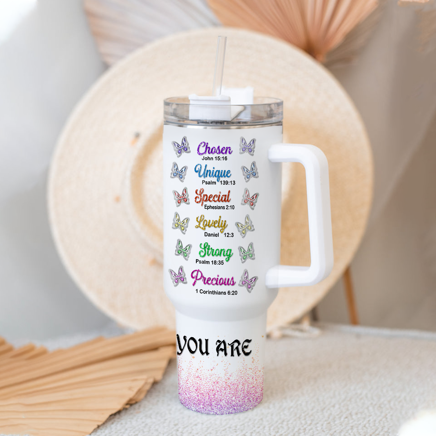 Colorful Diamond Butterfly Inspirational You Are Tumbler 40 Oz Custom Gift - Personalized Stainless Steel Tumbler