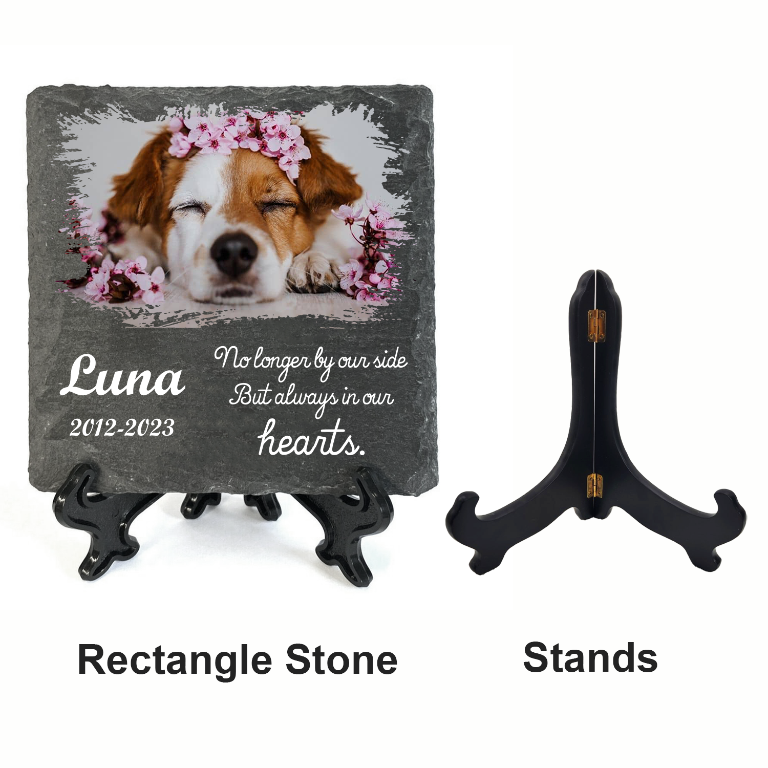 Custom Pet Photo No Longer By Our Side Custom Dog Memorial Stone, Pet Memorial Gifts - Personalized Custom Memorial Tomstone