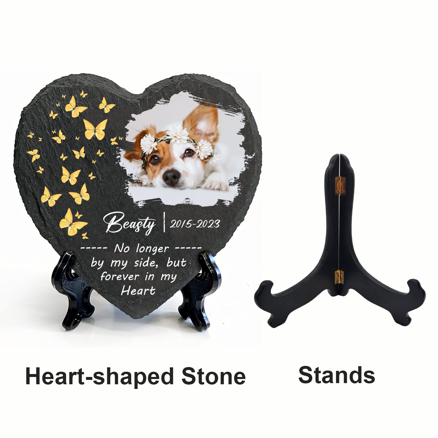 Dog Photo Butterfly Custom Dog Memorial Stone, Pet Memorial Gifts - Personalized Custom Memorial Tomstone