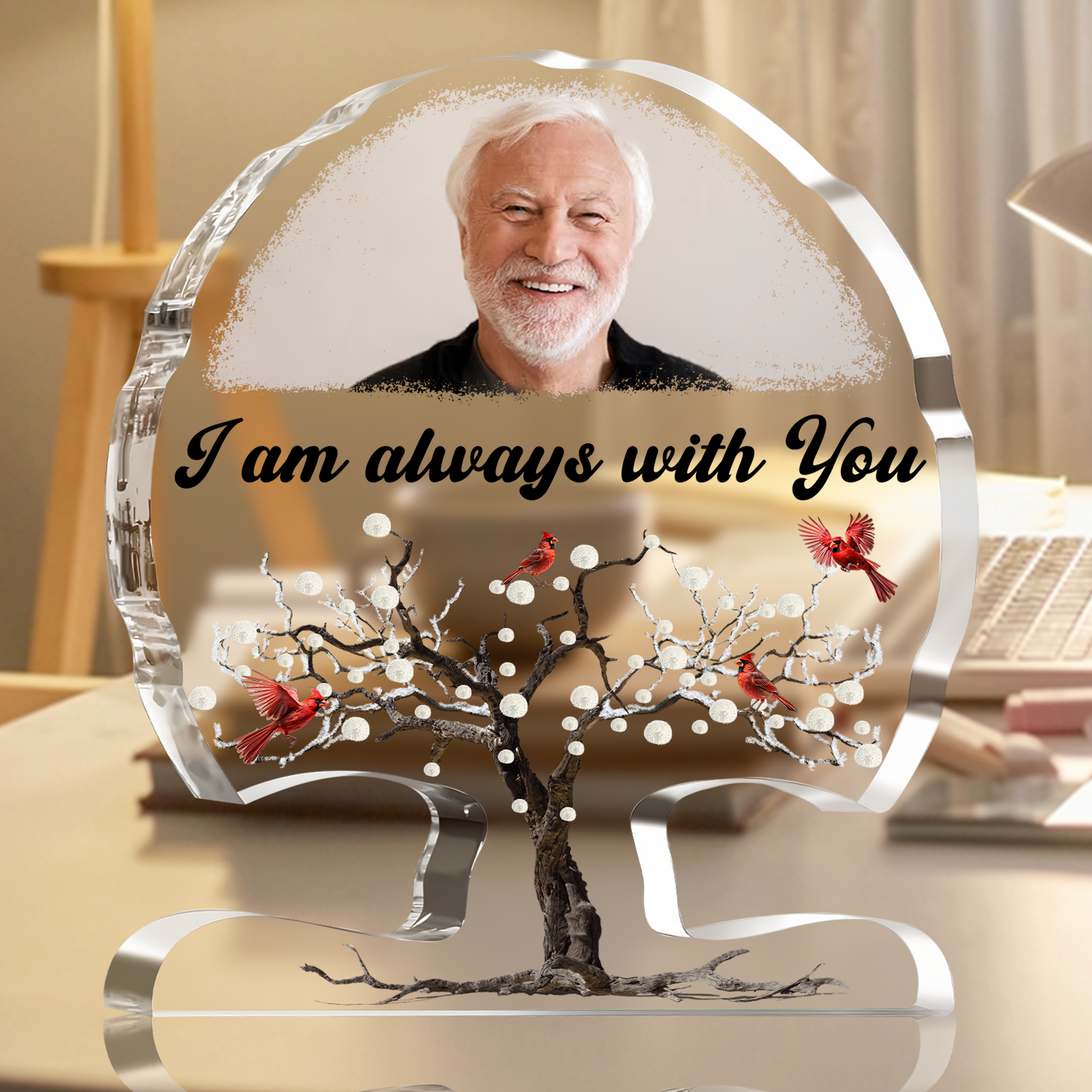 Cardinal I'm Always With You Custom Photo Acrylic Plaque Christian Gifts