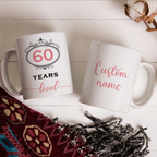 Black Pink Glitter 60th Birthday 60 Years Loved Custom Gifts Mug - Personalized Mug