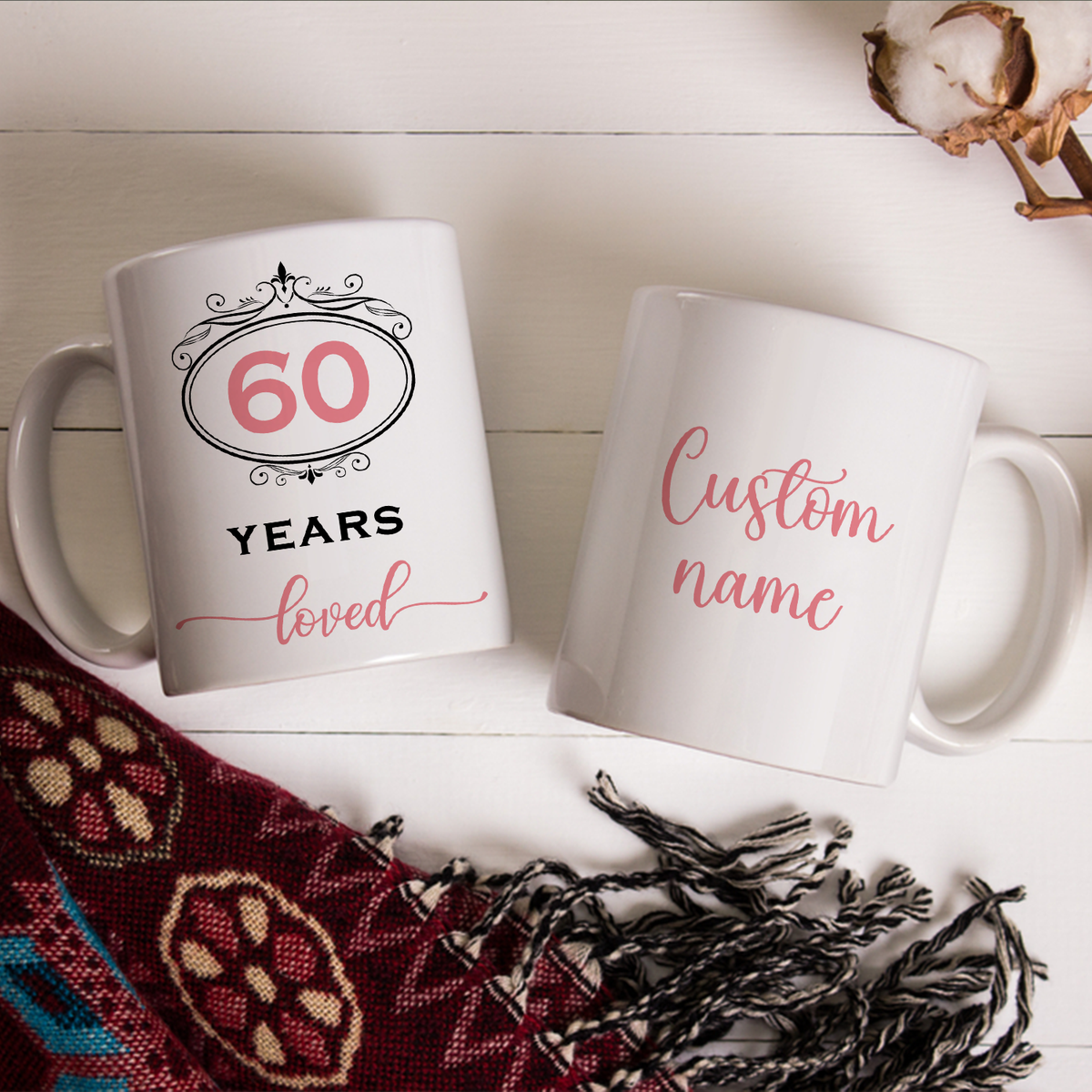 Black Pink Glitter 60th Birthday 60 Years Loved Custom Gifts Mug - Personalized Mug
