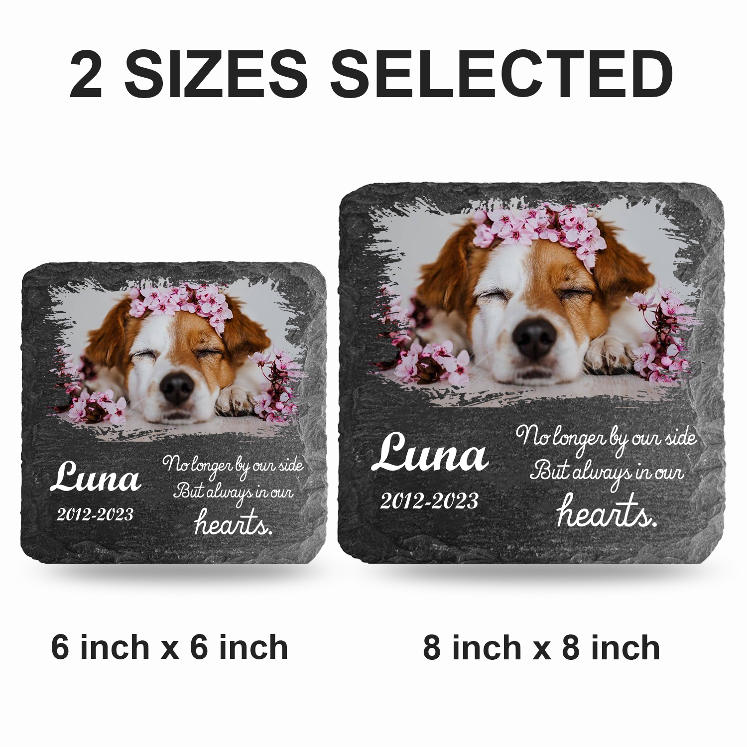 Custom Pet Photo No Longer By Our Side Custom Dog Memorial Stone, Pet Memorial Gifts - Personalized Custom Memorial Tomstone