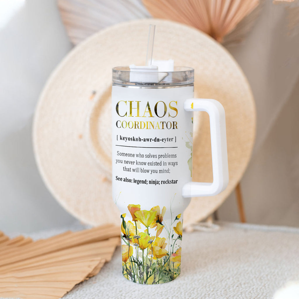 Lily flower Chaos coordinator - 40 Oz Tumbler With Handle - Personalized Stainless Steel Tumbler