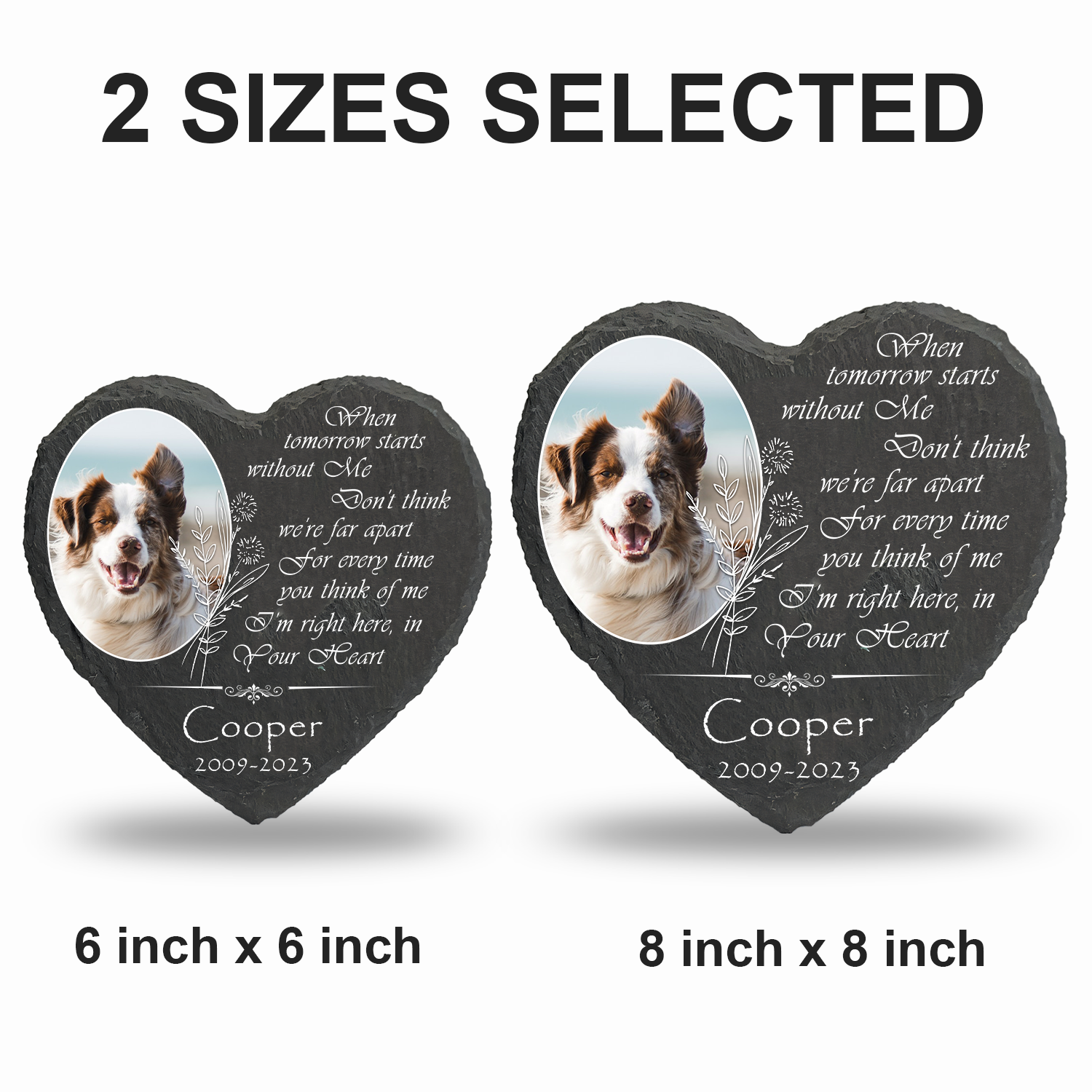 Vintage Flower Dog Photo When Tomorrow Starts Custom Dog Memorial Stone, Pet Memorial Gifts - Personalized Custom Memorial Tomstone