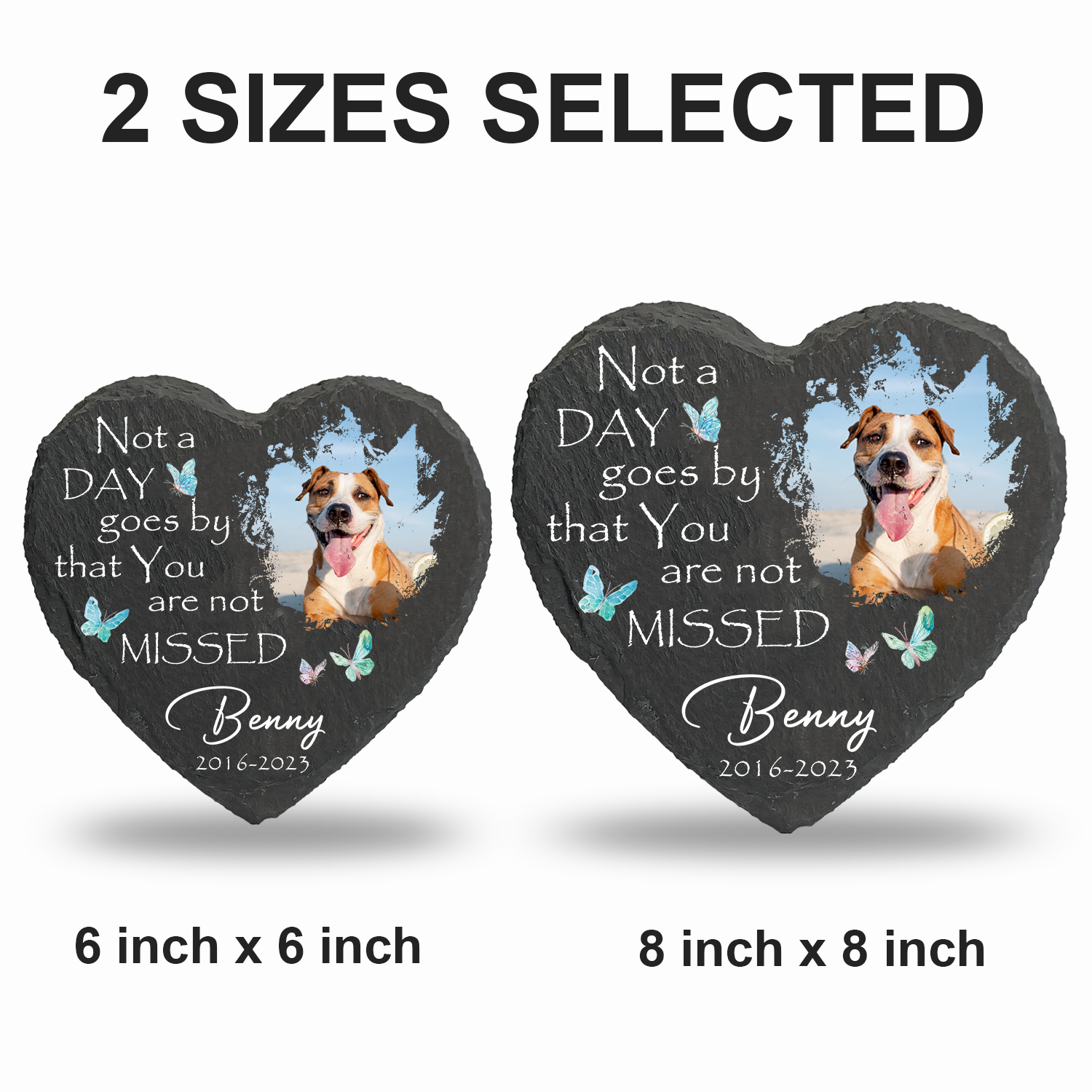 Dog Photo Blue Butterly Butterfly Custom Dog Memorial Stone, Pet Memorial Gifts - Personalized Custom Memorial Tomstone