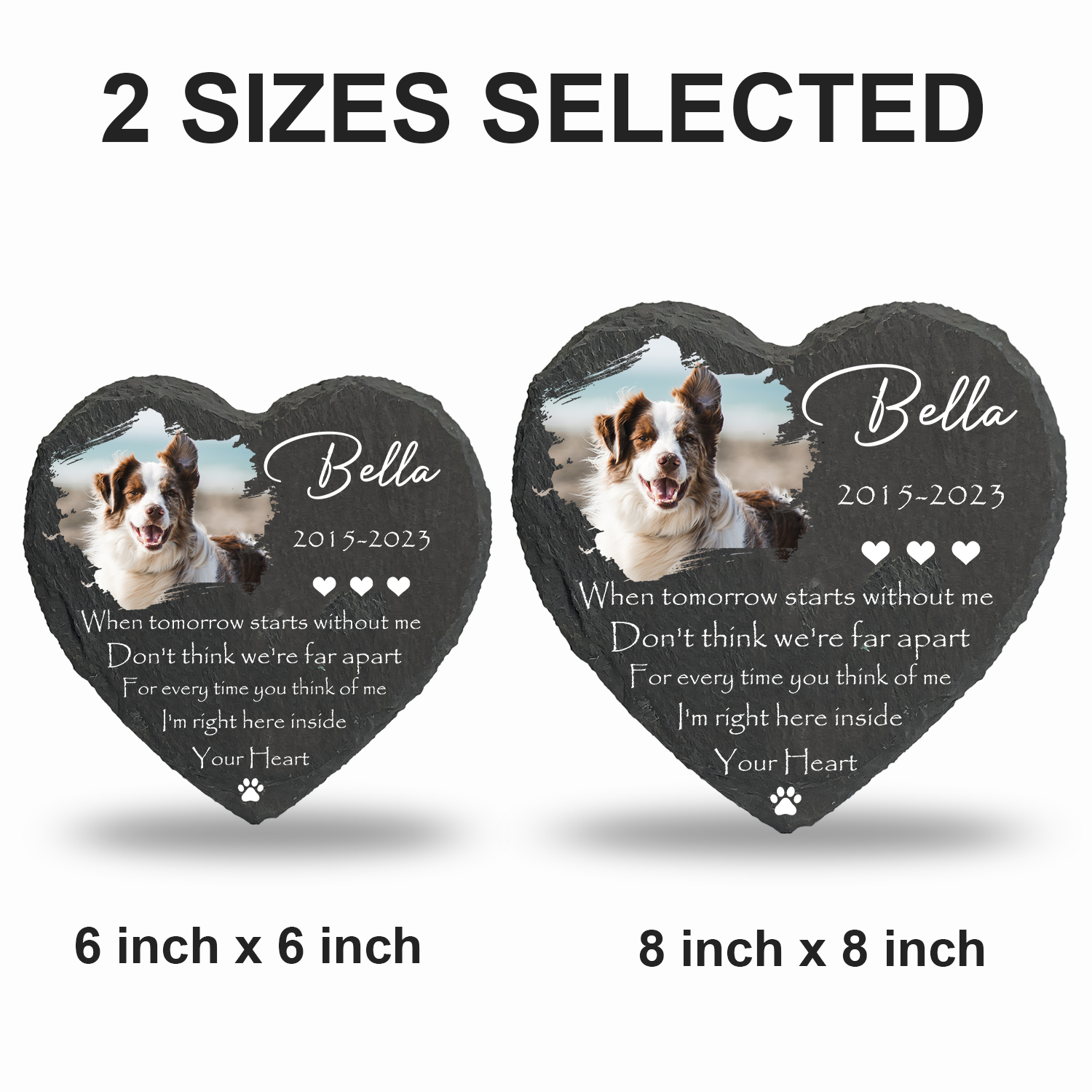 Dog Photo When Tomorrow Starts Without Me Custom Dog Memorial Stone, Pet Memorial Gifts - Personalized Pet Memorial Tombstone